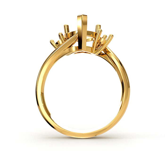 Monture de bague cœur et pierre ronde en or jaune 14 carats