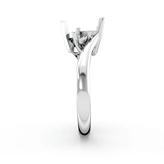 خاتم تركيب بحجر دائري وقلب من الذهب الأبيض عيار 18 قيراطًا