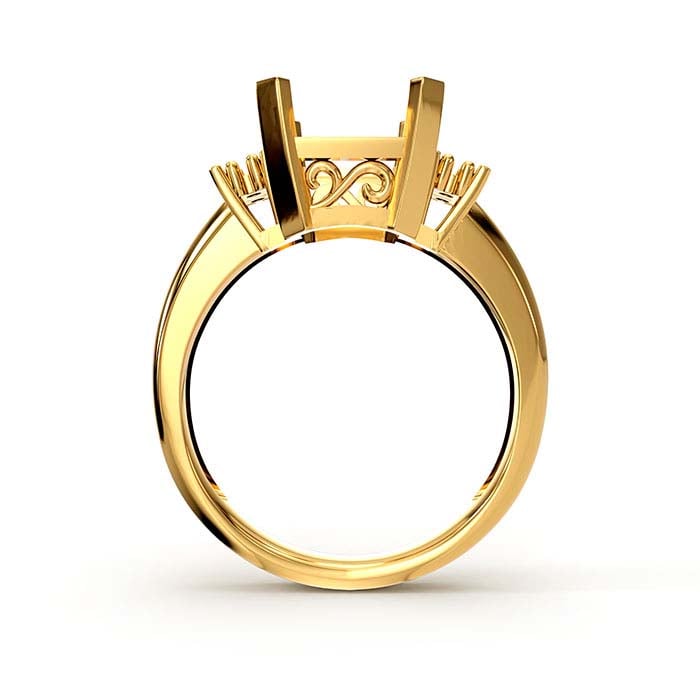 Ringfassung aus 14 Karat Gelbgold mit Smaragdschliff und runden Steinen