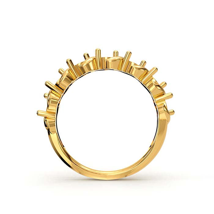 تركيب خاتم من الذهب الأصفر عيار 14 قيراط بقطر 3 مم مع سبع أحجار دائرية