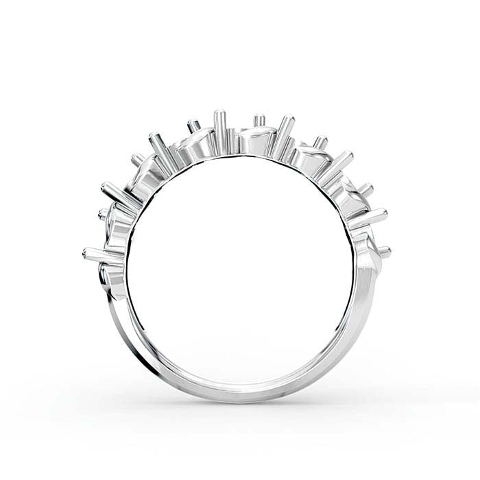 Βάση Δαχτυλιδιού 18Κ Λευκό Χρυσό 3mm Στρογγυλή με Επτά Πέτρες