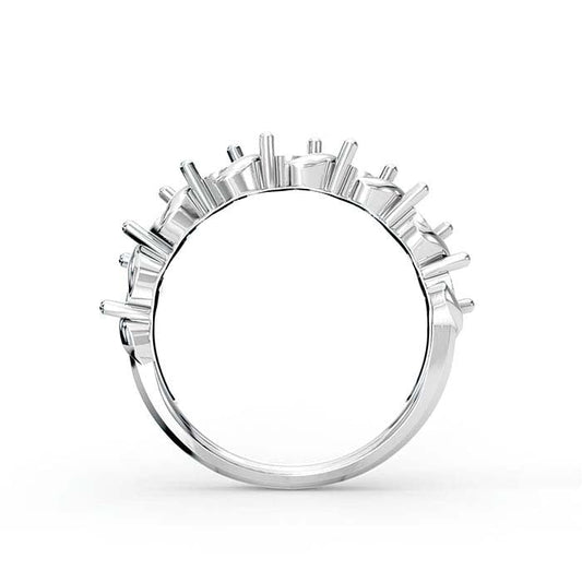 18K Hvitt Gull 3mm Rund Sju Steners Ringfeste