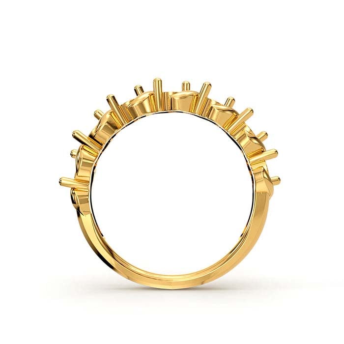 Montagem de Anel com Sete Pedras Redondas de 3mm em Ouro Amarelo 18K