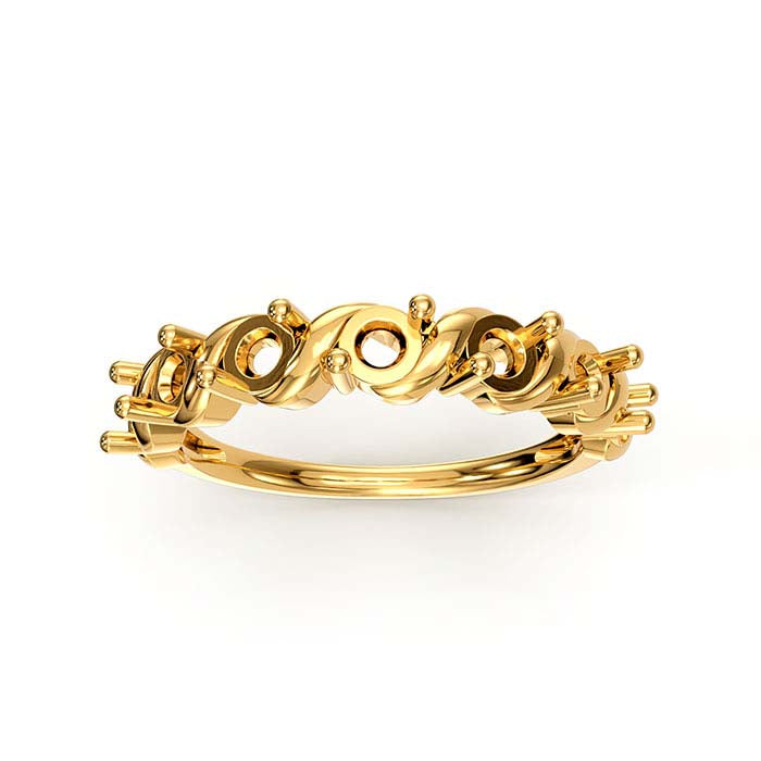 18K Geelgouden 3mm Ronde Zeven Steenhouder Ringmontuur