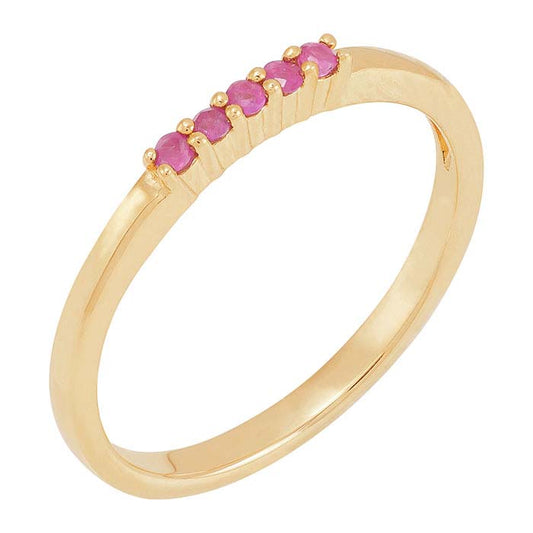 10K Yellow Gold Ruby-Set Stacking Ring