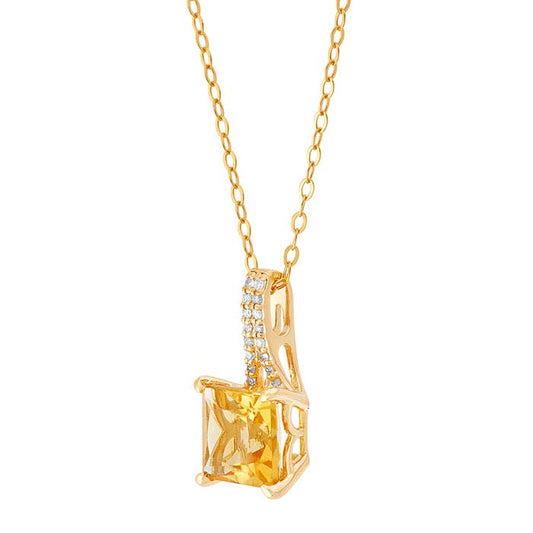 10K Yellow Gold Citrine- & Diamond-Set Necklace