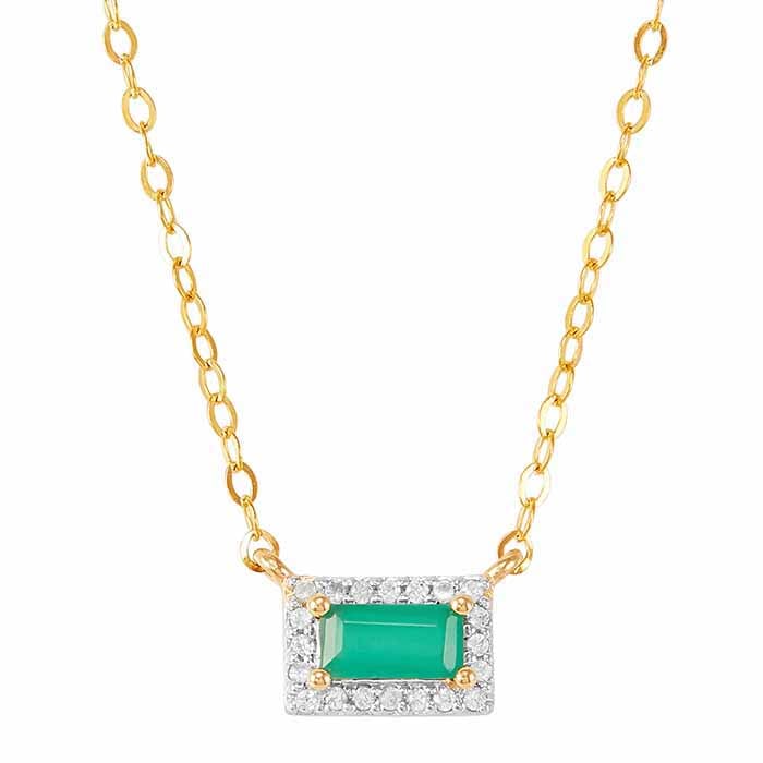 10K Yellow Gold Emerald- & White Sapphire-Set Necklace