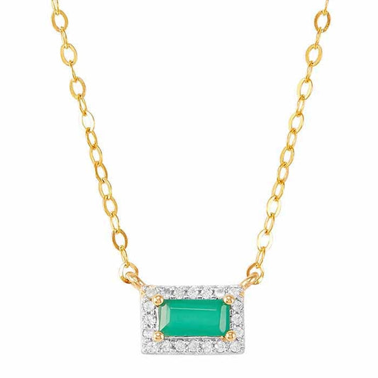 10K Yellow Gold Emerald- & White Sapphire-Set Necklace