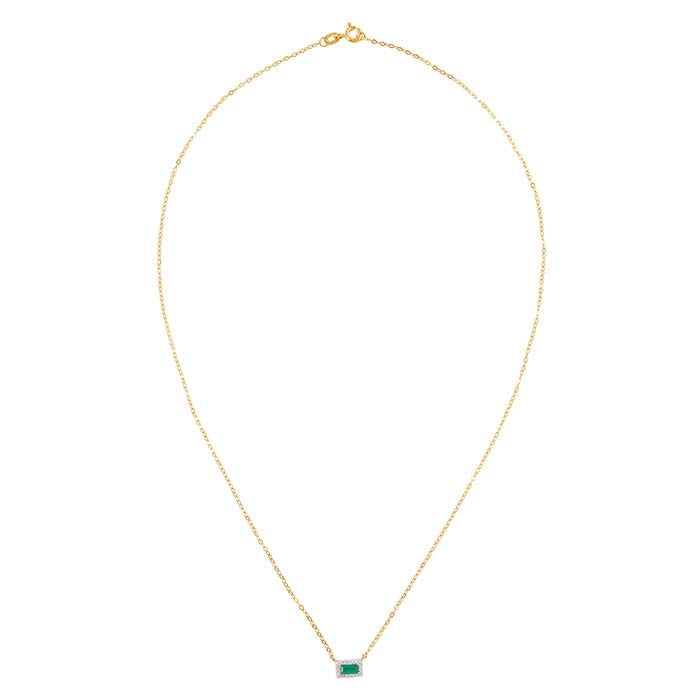 10K Yellow Gold Emerald- & White Sapphire-Set Necklace