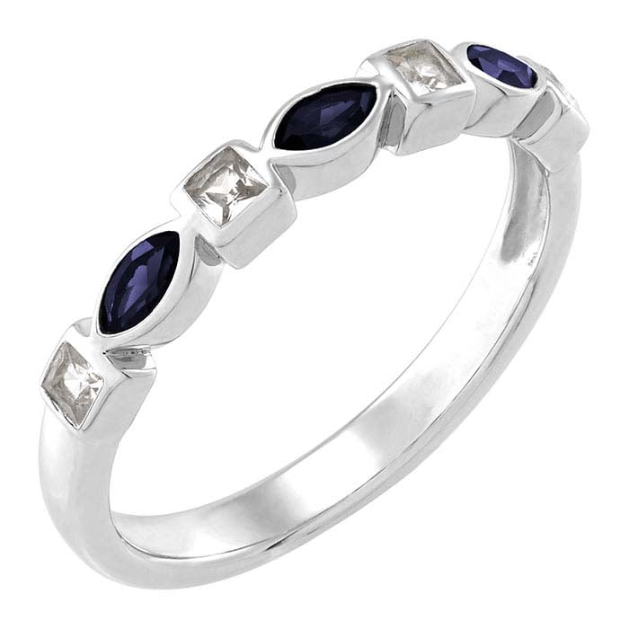 Sterling Silver Lab-Grown Blue & White Sapphire-Set Ring