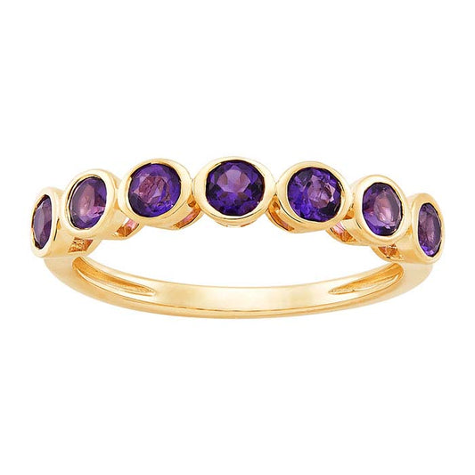 10K Yellow Gold Amethyst-Set Seven Stone Ring