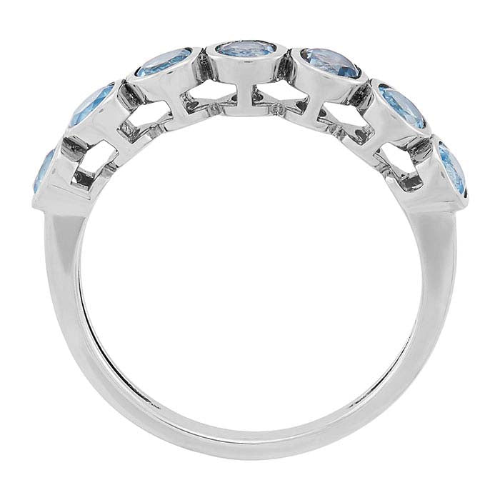 10K Yellow Gold Swiss Blue Topaz-Set Seven Stone Ring