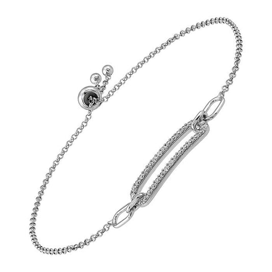 Bracciale a catena rolo regolabile in argento sterling con zirconi incastonati (CZ)