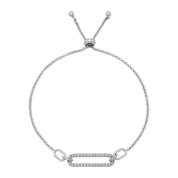 Regulowana bransoletka z łańcuszkiem rolo ze srebra próby 925 z cyrkoniami (CZ)
