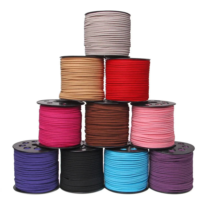 100yd (90m) 2.5mm Faux Suede Cord | Leather-Look String for Jewelry, Bracelets & Craft Findings