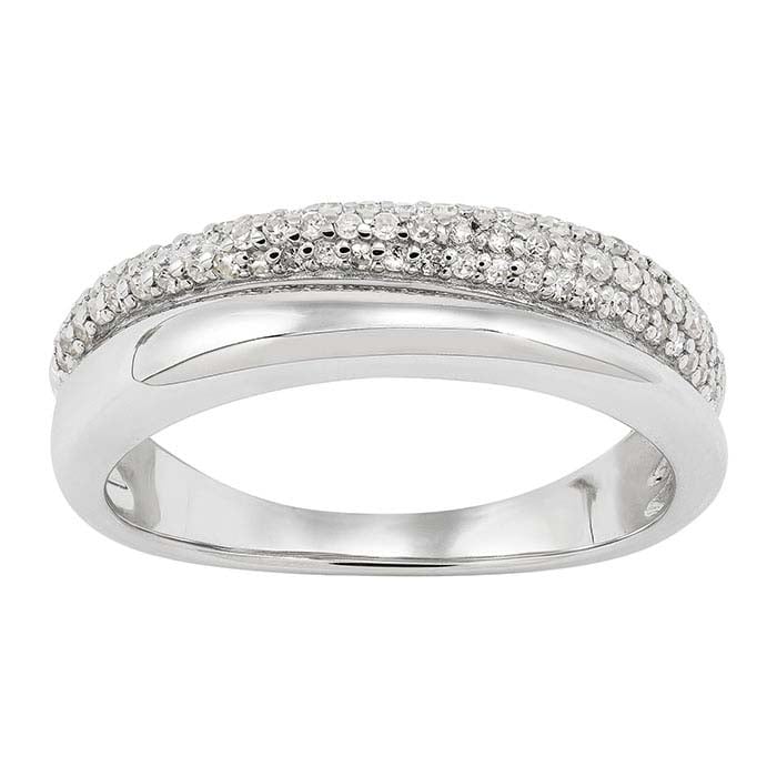 스털링 실버 다이아몬드 세팅 더블 로우 밴드