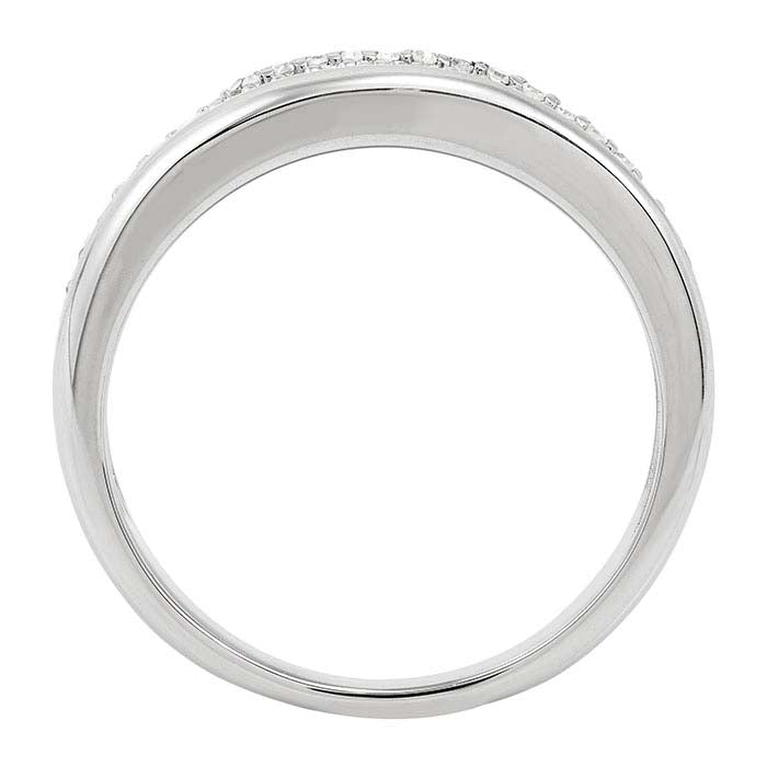 스털링 실버 다이아몬드 세팅 더블 로우 밴드