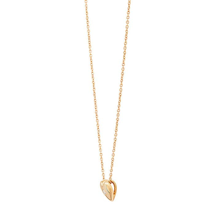 10K Yellow Gold Diamond-Set Small Heart Necklace
