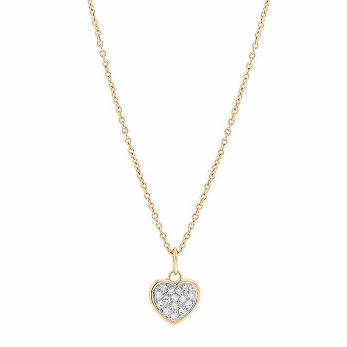 10K Yellow Gold Diamond-Set Heart Necklace
