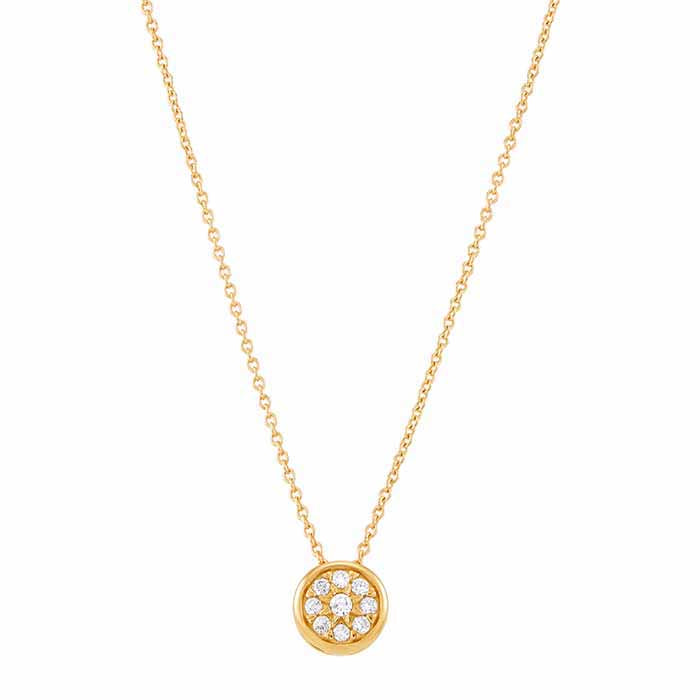 10K Yellow Gold Diamond-Set Disc Necklace