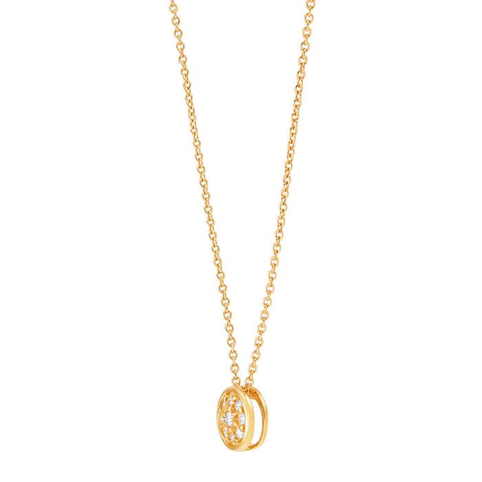 10K Yellow Gold Diamond-Set Disc Necklace