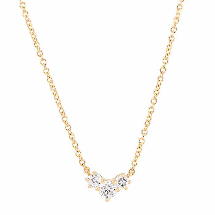 10K Yellow Gold Trio Diamond-Set Necklace