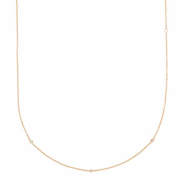 14K 옐로우 골드 다이아몬드 세팅 2.5mm 케이블 체인 목걸이