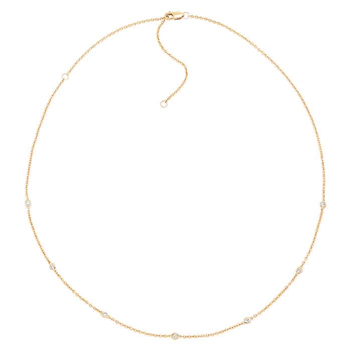 14K 옐로우 골드 다이아몬드 세팅 2.5mm 케이블 체인 목걸이