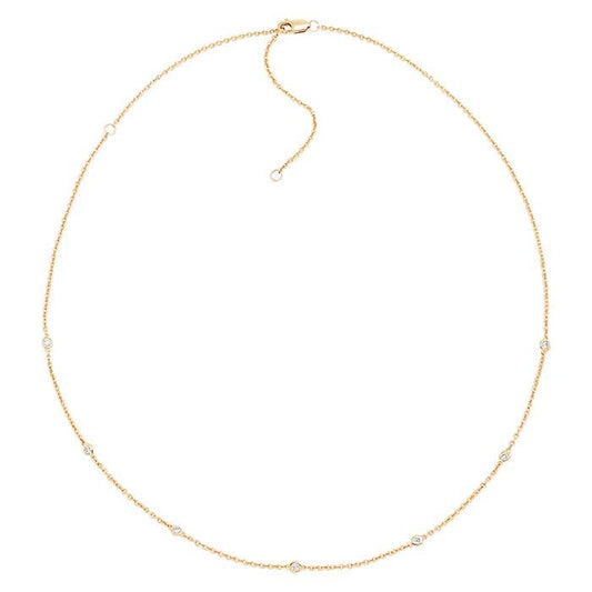 عقد سلسلة كابل 2.5 مم من الذهب الأصفر عيار 14 قيراط مرصع بالألماس