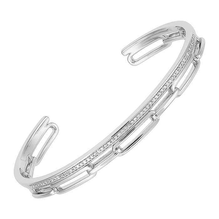 스털링 실버 다이아몬드 세트 커프 팔찌