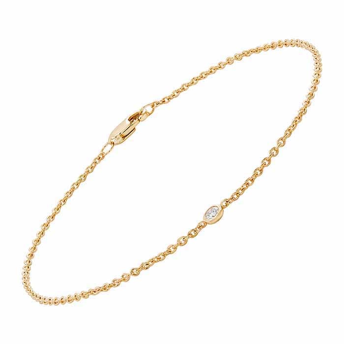 Bracciale a catena a cavo con diamanti in oro giallo 14K