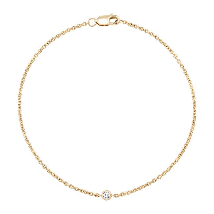 Bracciale a catena a cavo con diamanti in oro giallo 14K