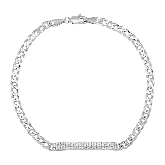 Armband met staafschakels van sterling zilver en diamanten