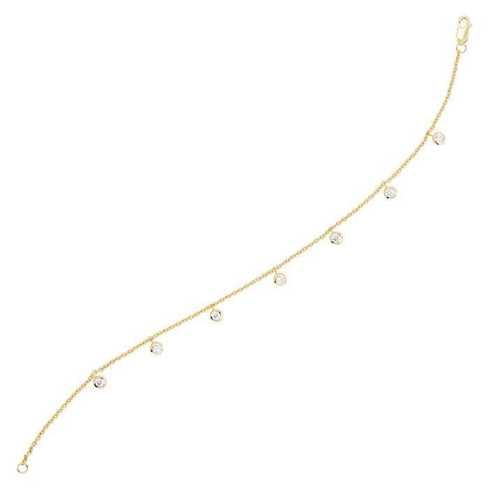 Βραχιόλι από Ασήμι Στερλίνα Επιχρυσωμένο με 14Κ Κίτρινο Χρυσό και CZ σε Σύνδεσμο