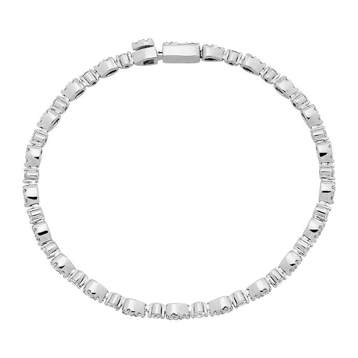 Bracciale a maglie in oro bianco 14K con diamanti incastonati
