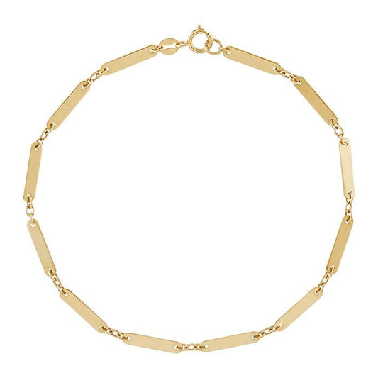 Bracciale a catena lunga con barre in oro giallo 14K