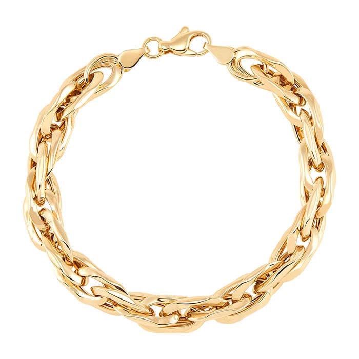 14K Yellow Gold Intertwined Chain Link Bracelet