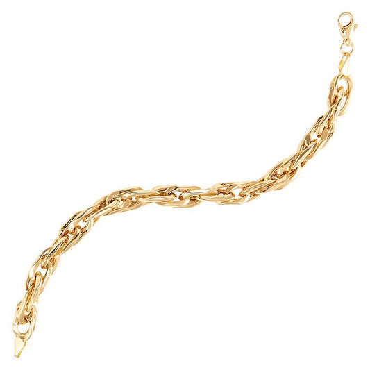14K Gult Guld Flettet Kædeled Armbånd
