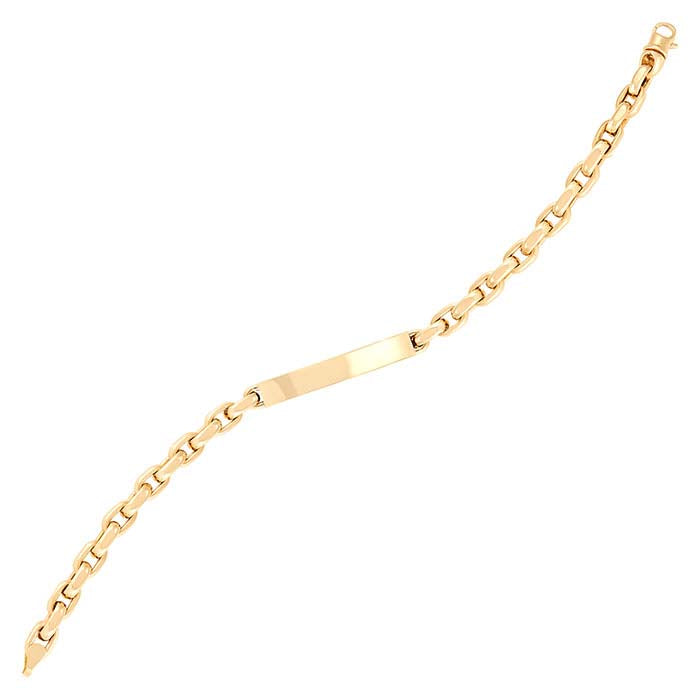 14K Gult Guld Ihålig Stavlänk Armband