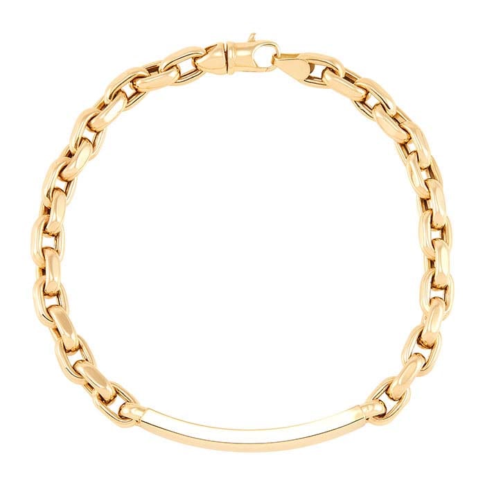 14K Gult Guld Ihålig Stavlänk Armband