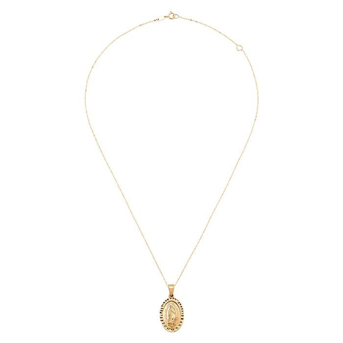 14K Gult Guld Blessed Mother Halsband