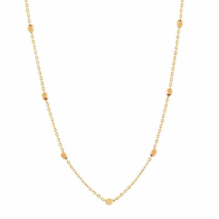 Colar Estação de Contas em Ouro Amarelo 14K