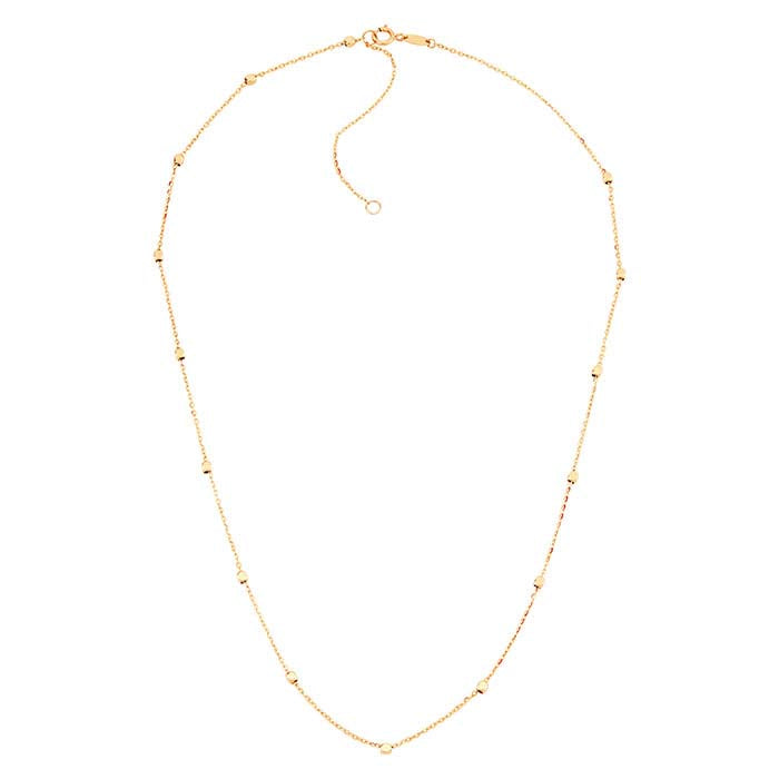 Colar Estação de Contas em Ouro Amarelo 14K