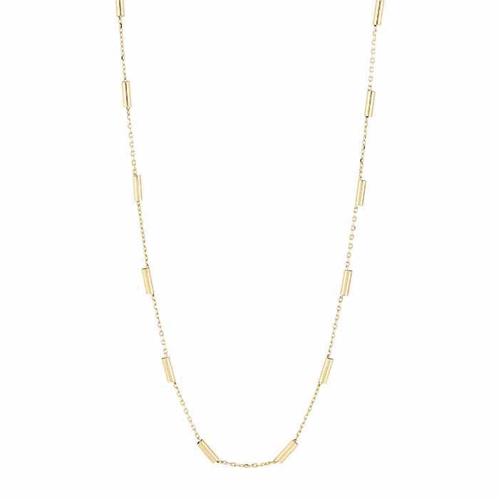 שרשרת צינור תחנה מזהב צהוב 14K