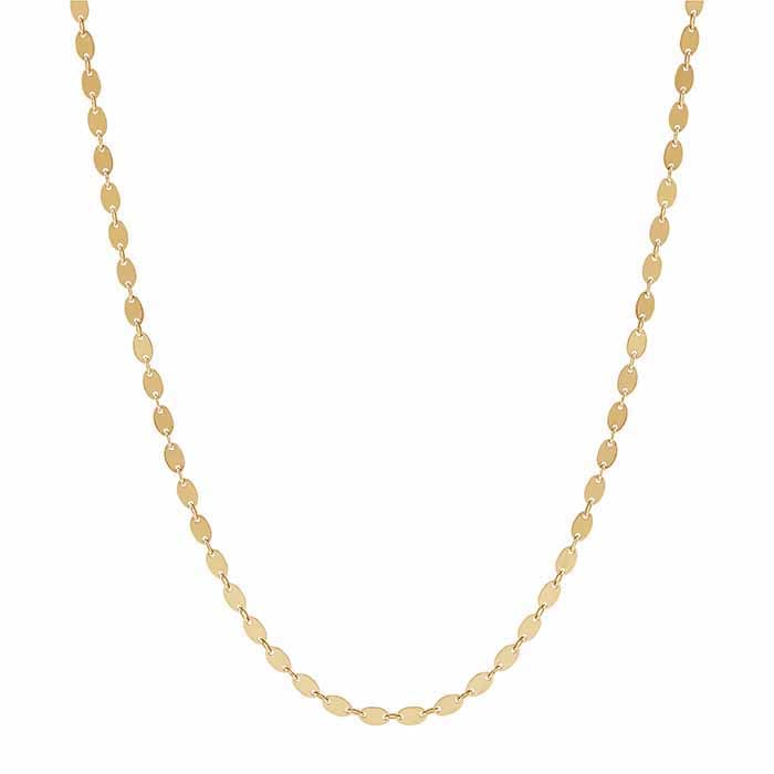 14K黄色黄金椭圆盘项链