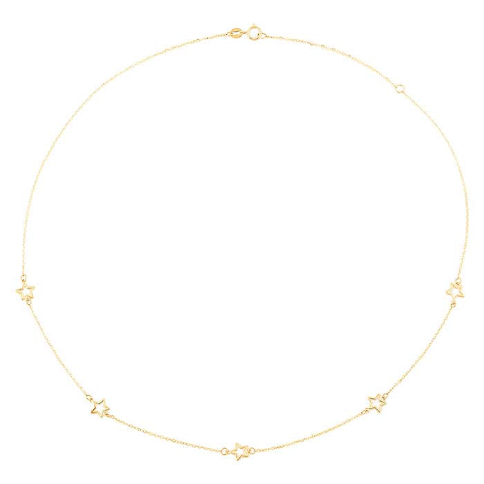 שרשרת תחנת כוכבים פתוחים מזהב צהוב 14K