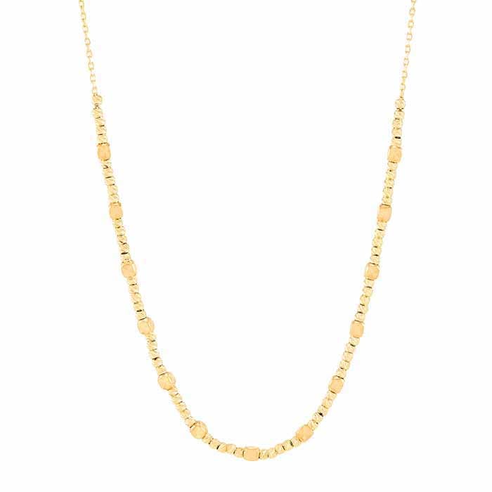 14K Yellow Gold Beaded Station Chain Necklace