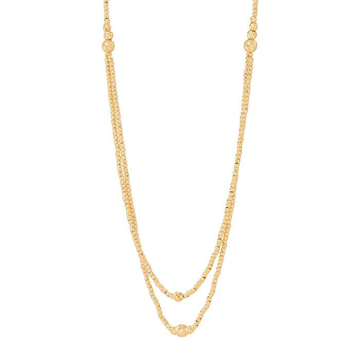 Doppelreihige Perlenkette aus 14 Karat Gelbgold
