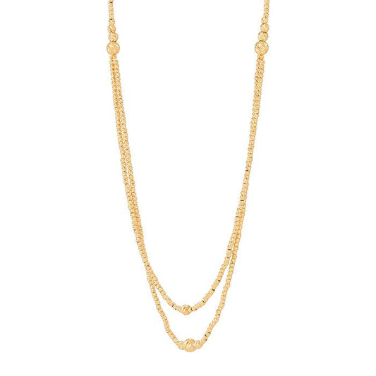 14K Gult Guld Dobbelt Lag Perlekæde Halskæde