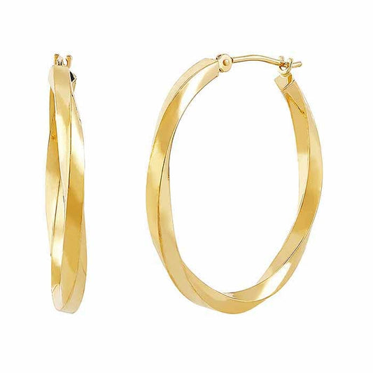 14K Yellow Gold Twisted Hoop Earrings